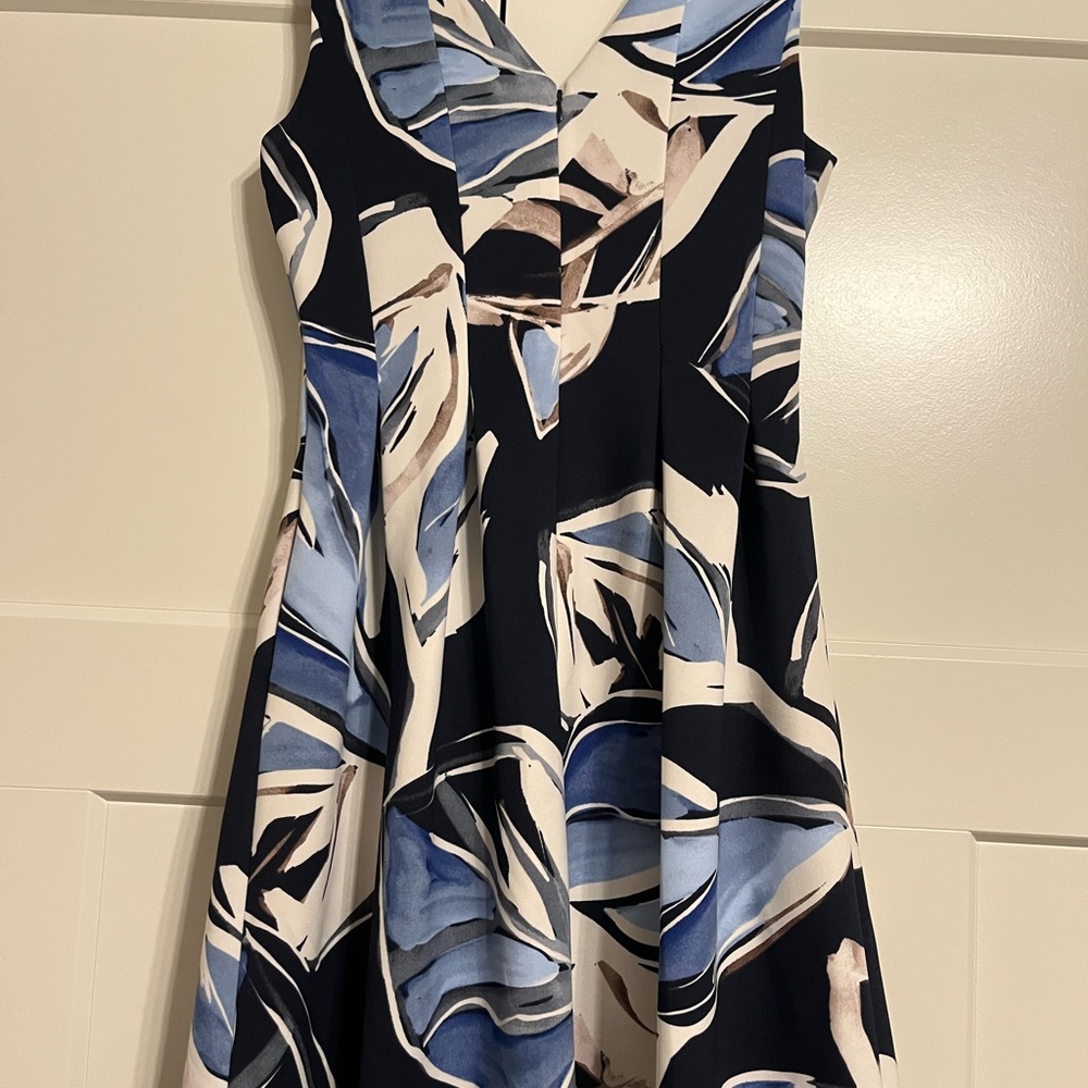 Calvin Klein Navy and Cream Midi Dress